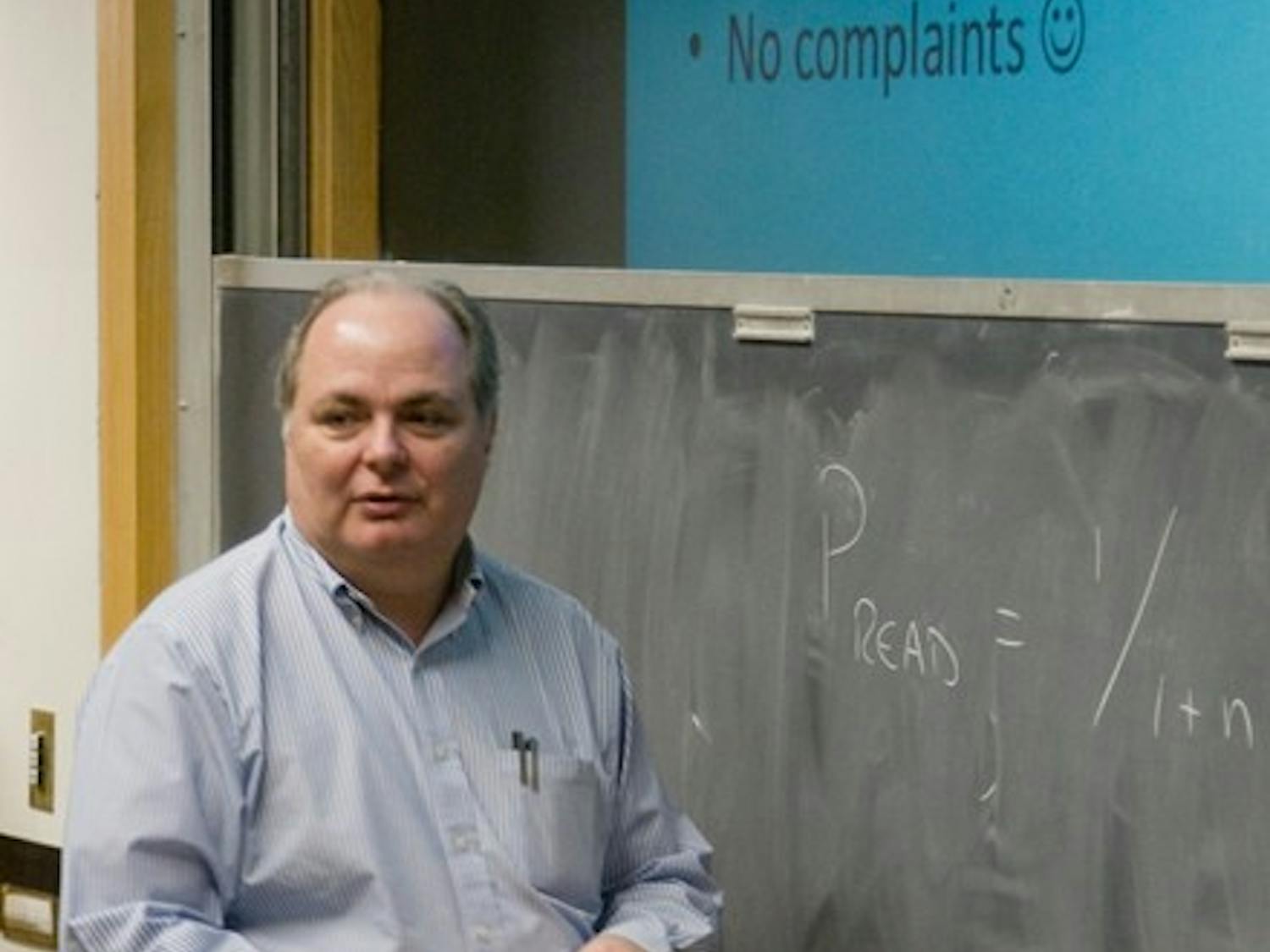 Google engineer Marc Donner gives a lecture on practical problem solving at the Rockefeller Center Thursday.