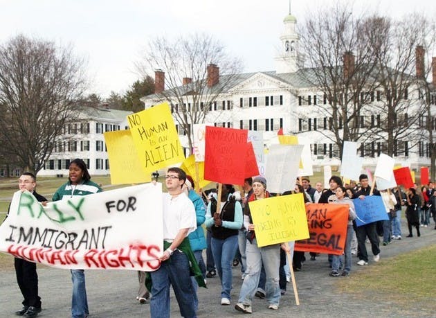 Some students who attended a conference directed toward Latino student leaders rallied on Saturday, protesting current immigration legislation.