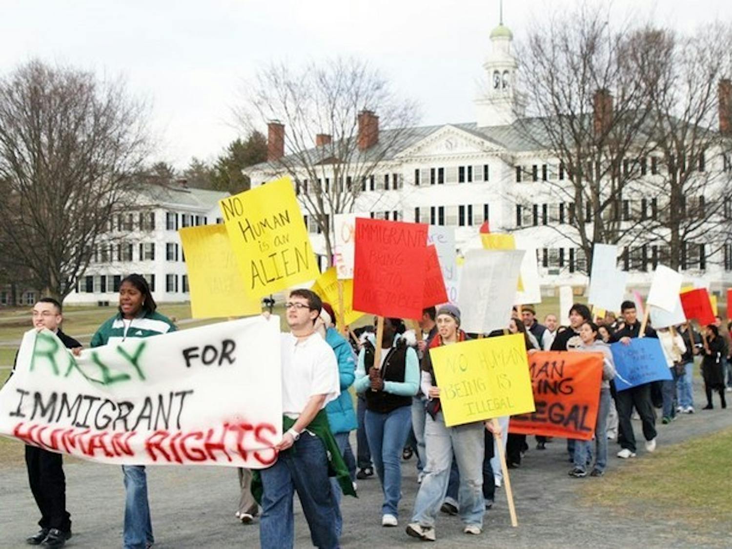 Some students who attended a conference directed toward Latino student leaders rallied on Saturday, protesting current immigration legislation.