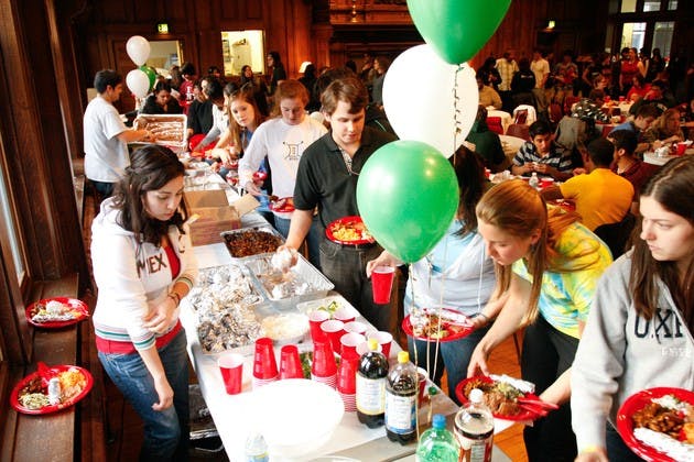 Students and community members enjoy an early Cinco de Mayo festival in Collis Common Ground on Sunday night. The holiday marks the anniversary of the 1862 victory of the Mexican army over the French.