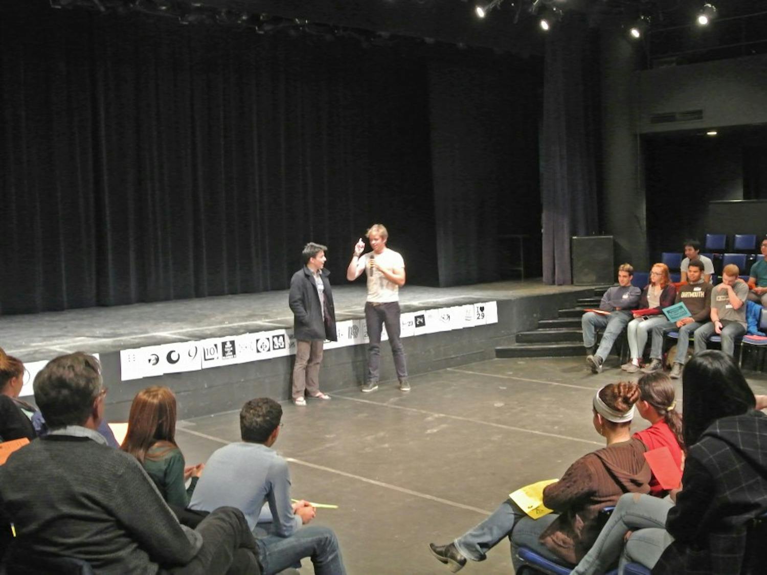 Actors in "Too Much Light Makes the Baby Go Blind" perform in the Bentley.