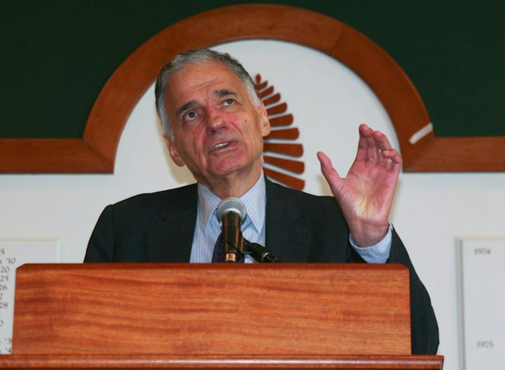 Ralph Nader, 2008 independent candidate for president, spoke on Monday about his candidacy, the government's bailout and his competition.