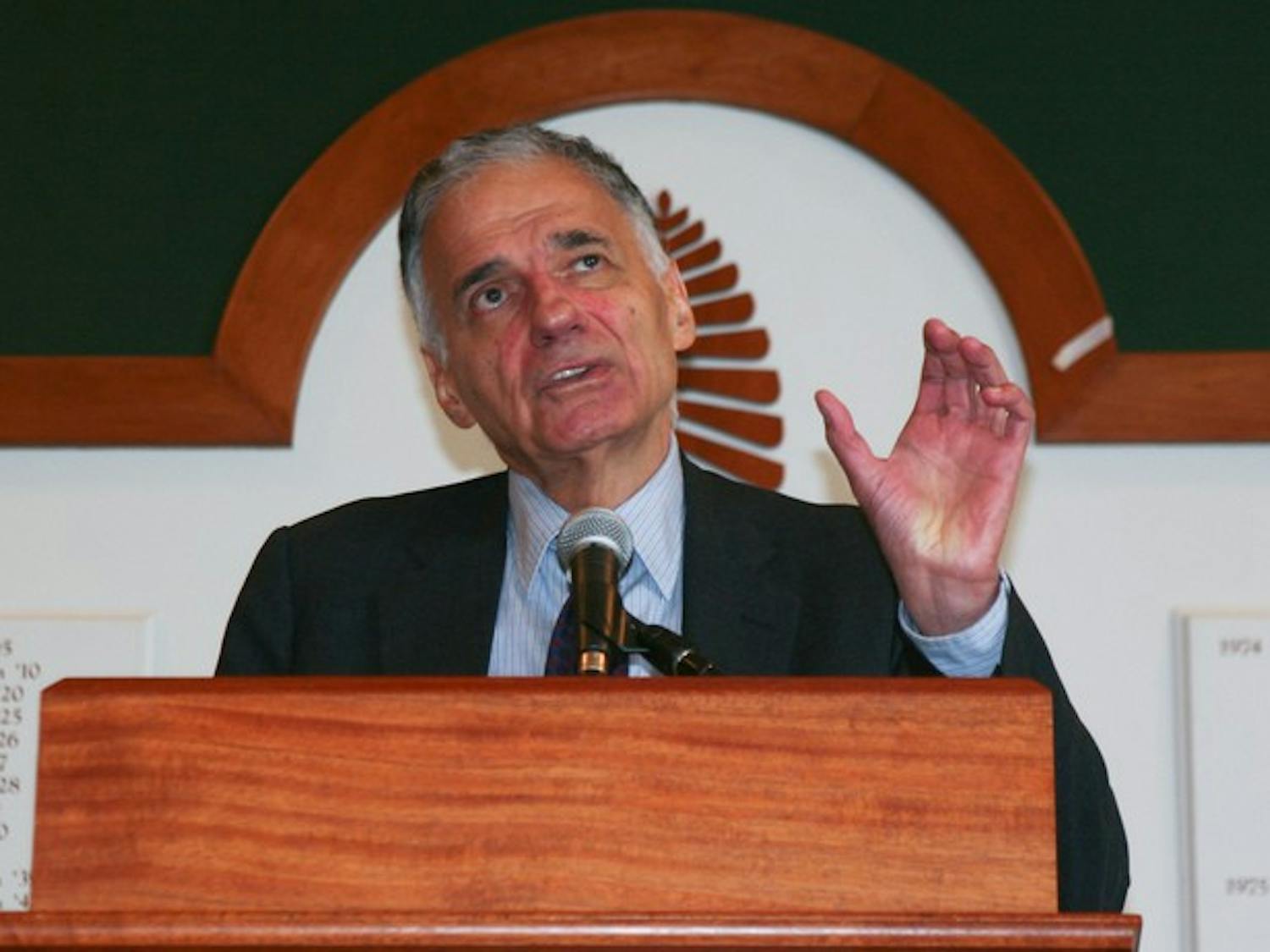 Ralph Nader, 2008 independent candidate for president, spoke on Monday about his candidacy, the government's bailout and his competition.
