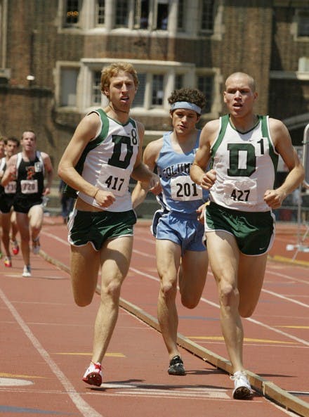 Ben True '08, right, placed third in the Olympic Development mile race.