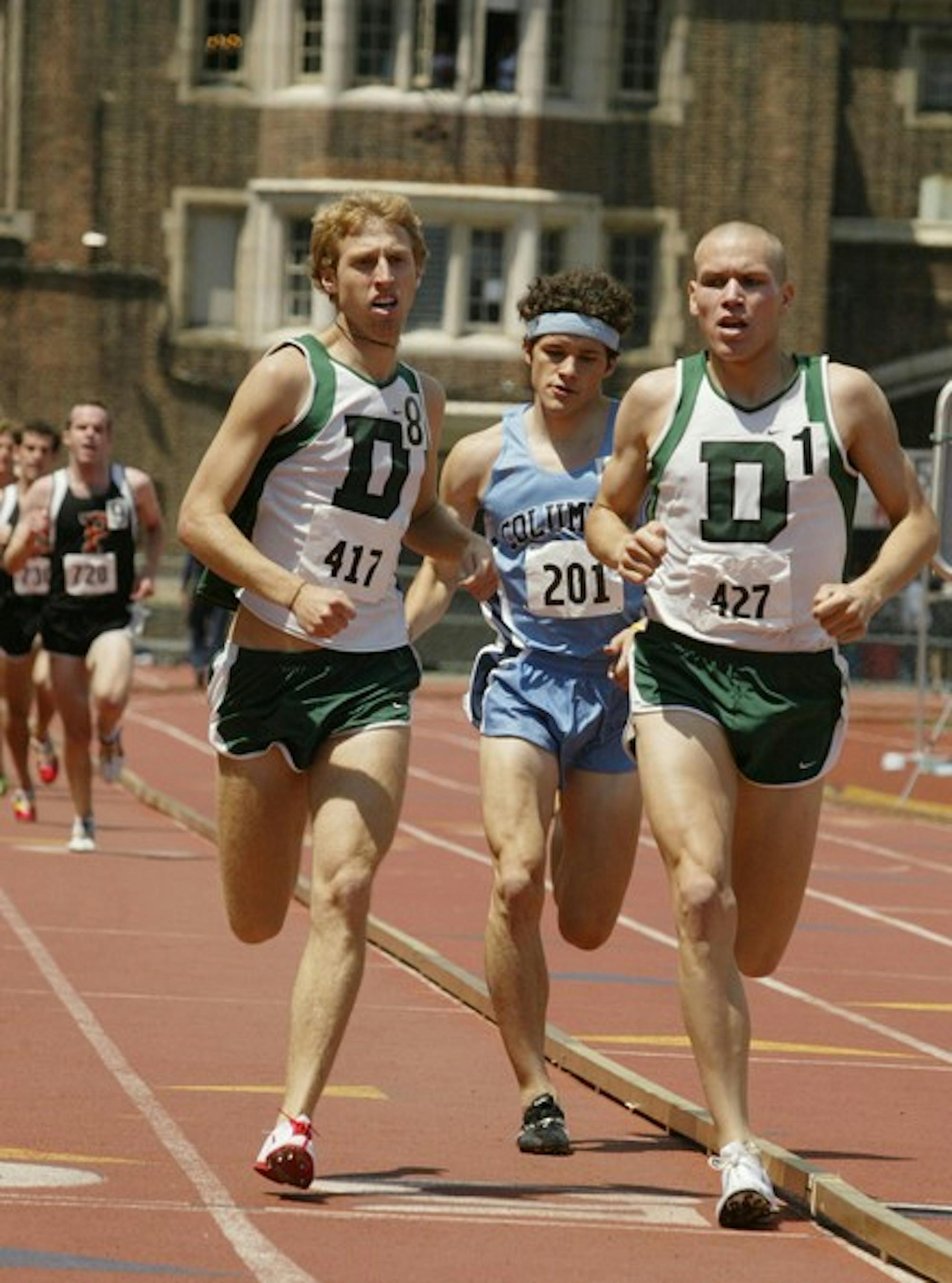 Ben True '08, right, placed third in the Olympic Development mile race.