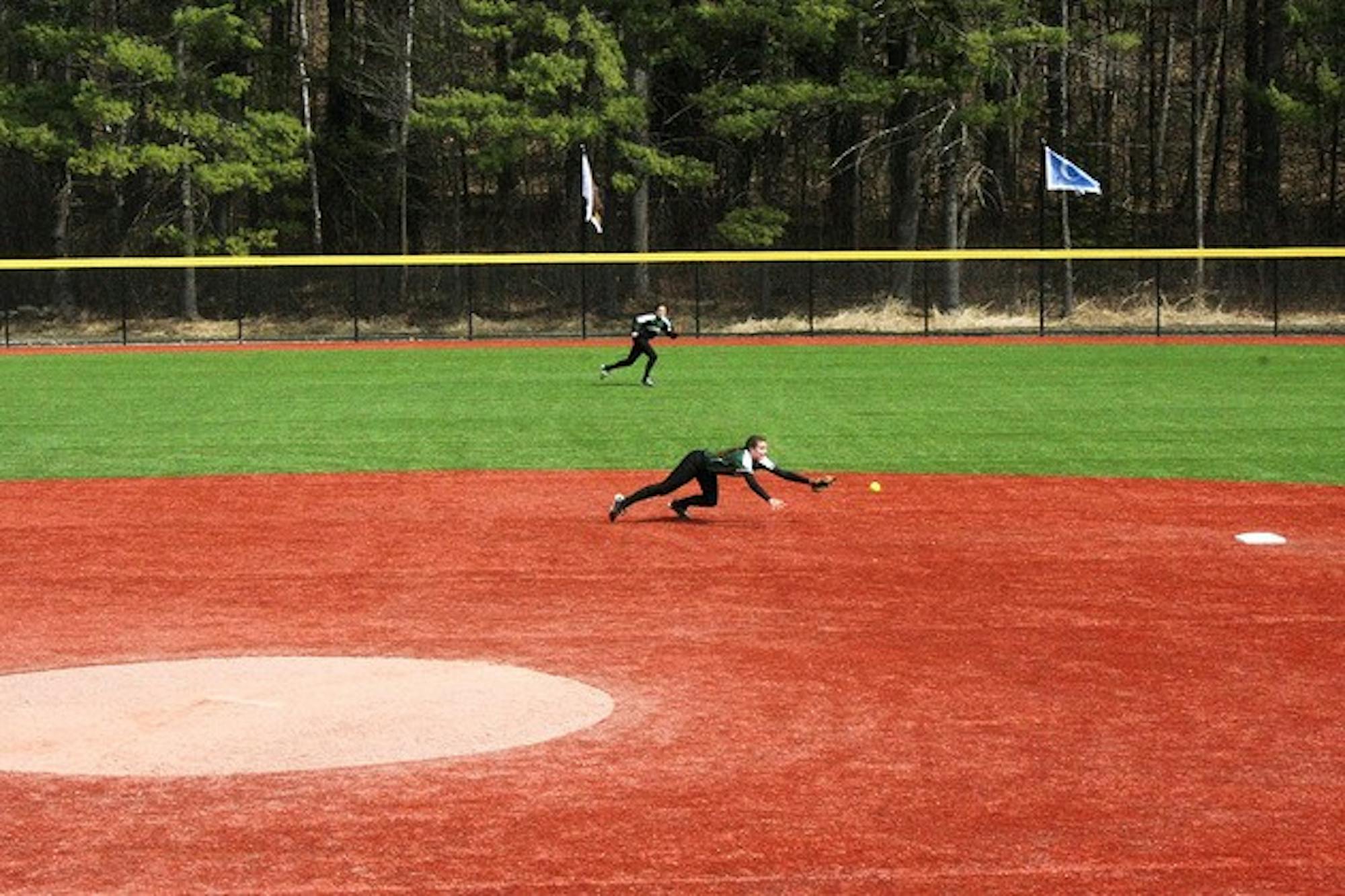 The Dartmouth softball team won its first-ever game at Dartmouth Softball Park before dropping the next three.