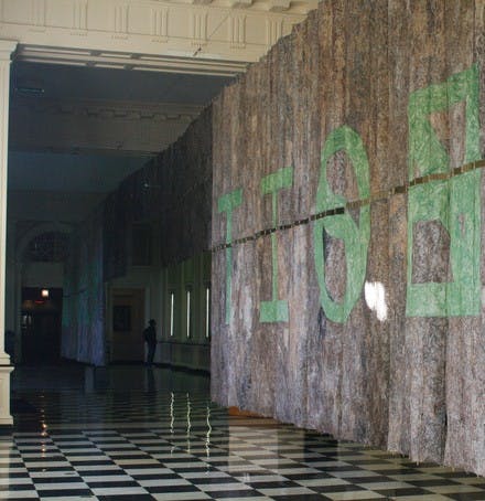 In the main entrance to Baker-Berry Library, Gu combined the words 