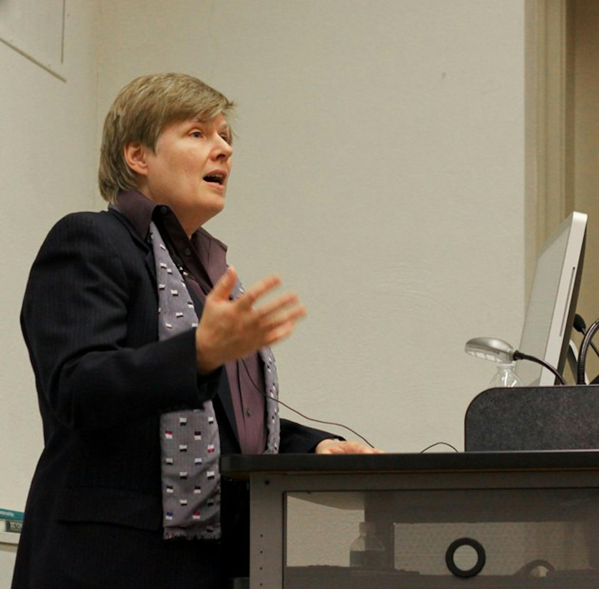 Georgetown University professor Nan Hunter spoke on marriage equality in Carpenter Hall on Thursday.