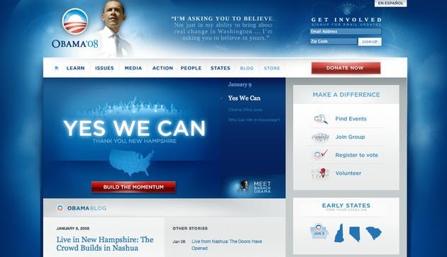 Barack Obama's website shows supporters exactly how they can lend a hand by directing its visitors to sections such as 