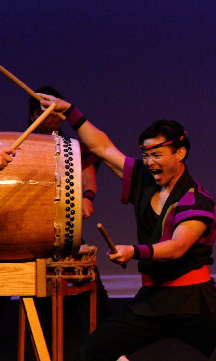 San Jose Taiko, a Japanese-American drumming group, will perform in the Moore Theater at the Hopkins Center on Sunday.
