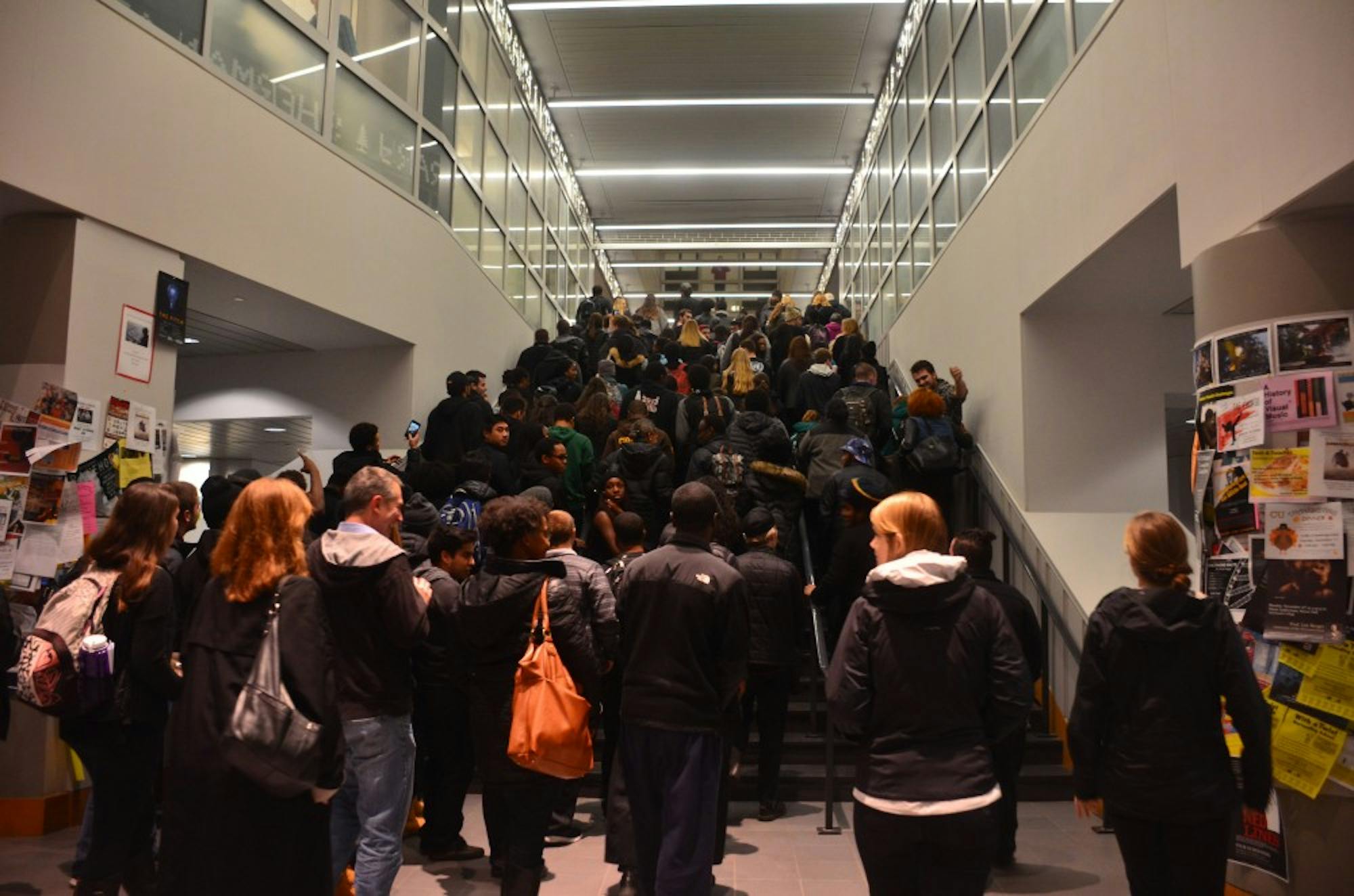 Students marched from Novack Cafe to the steps of Dartmouth Hall last night. 