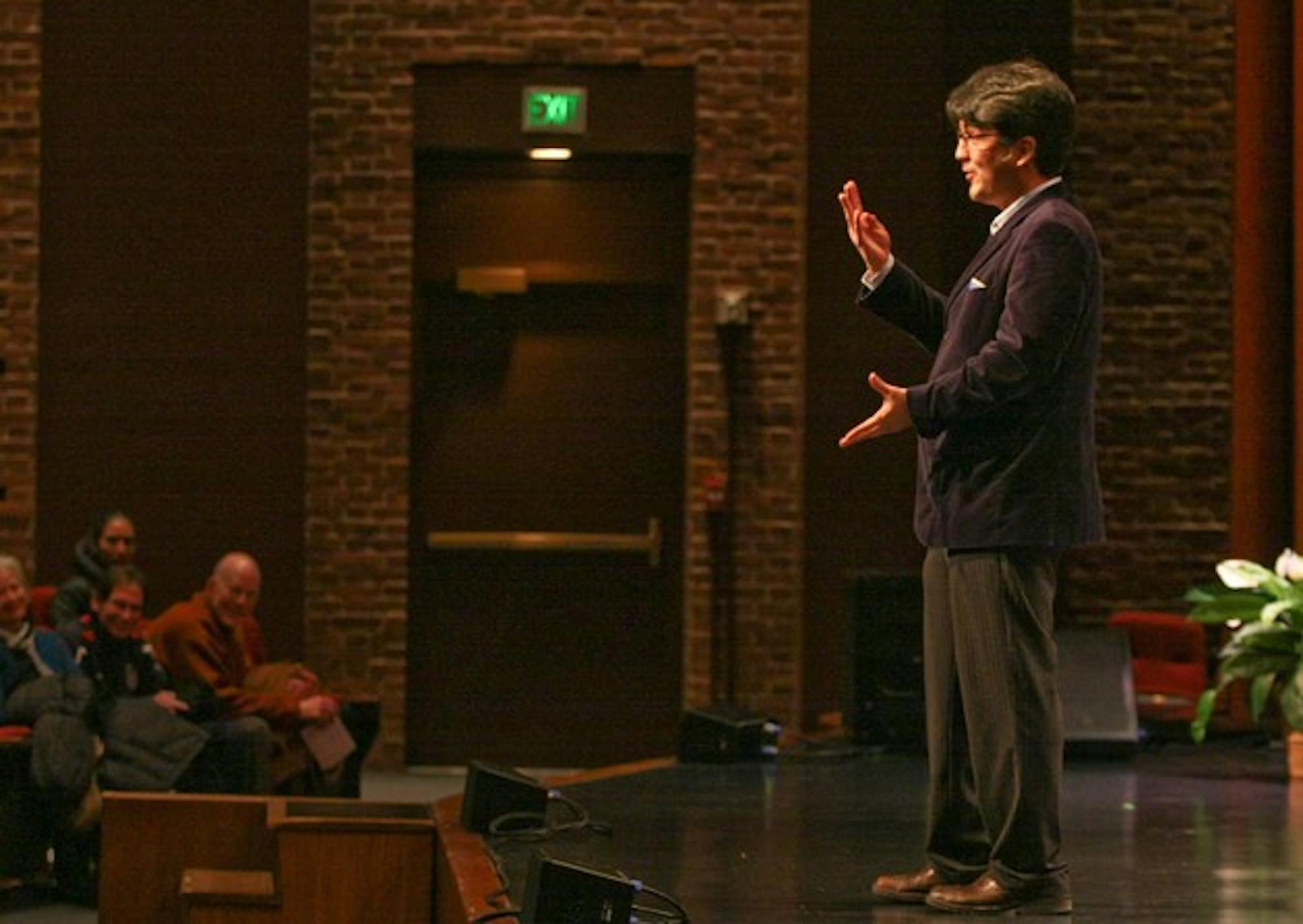 Author Sherman Alexie gives the keynote address on Monday night during the College's two-week celebration of Martin Luther King's birthday.