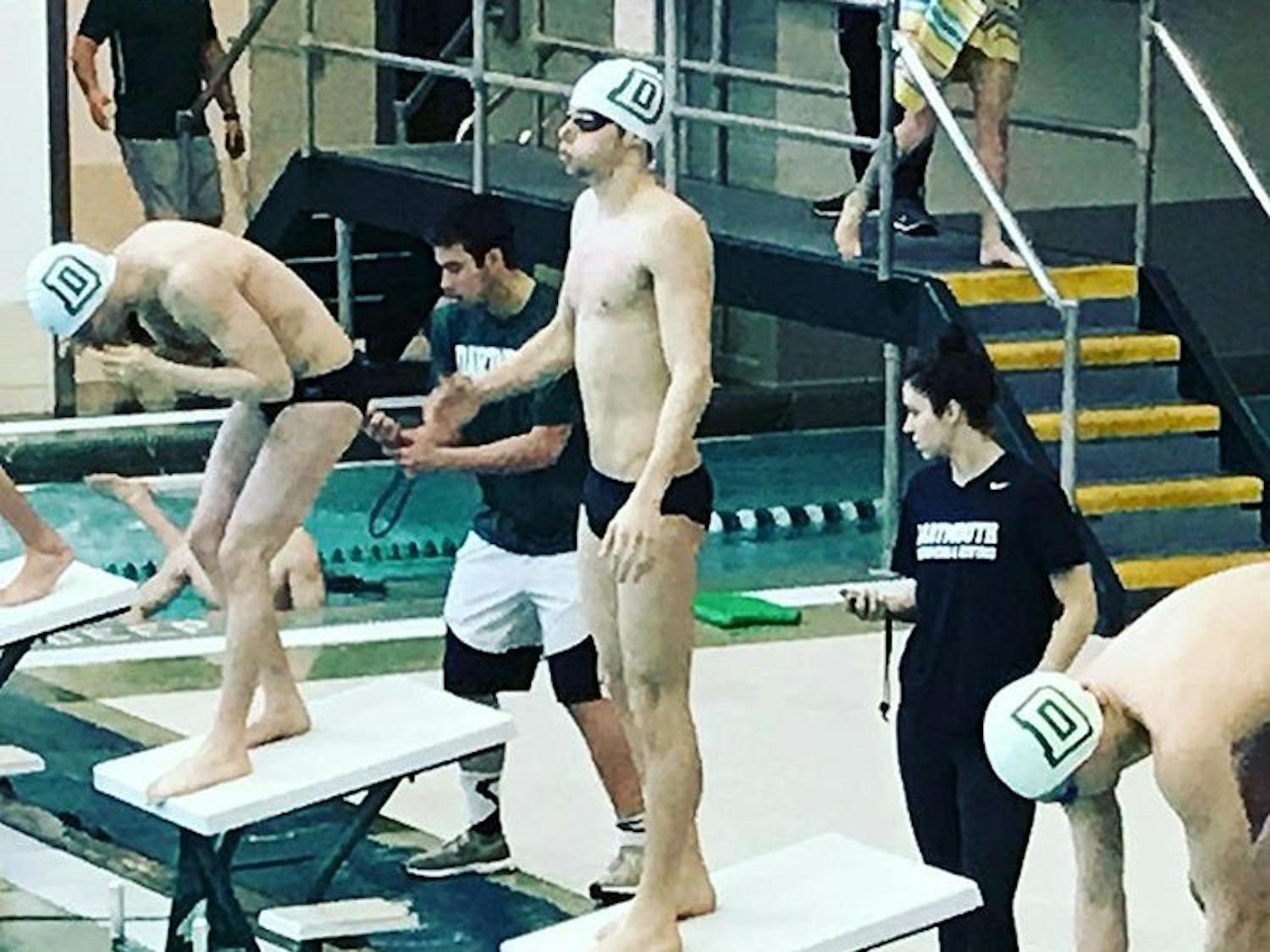 Connor LaMastra ’21 takes a deep breath on the starting block before a race.