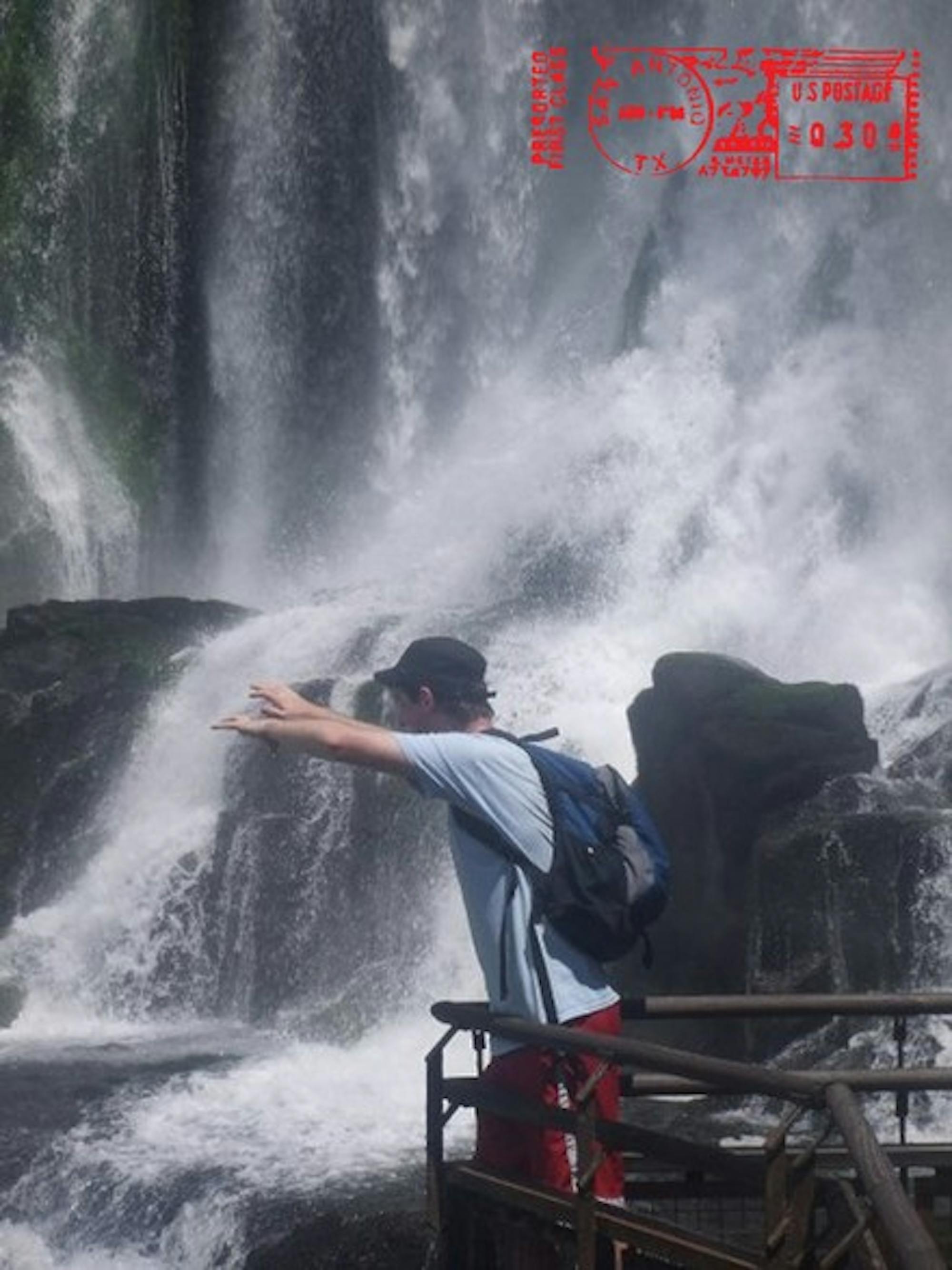 Elliot Mattingly at the famed Iguazu falls, one of the seven natural wonders of the world, on the Brazilian-Argentine border.