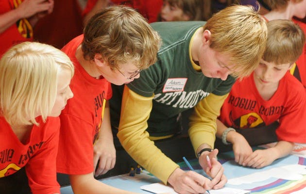 Elementary and middle school students compete at a Lego League competition on Saturday.