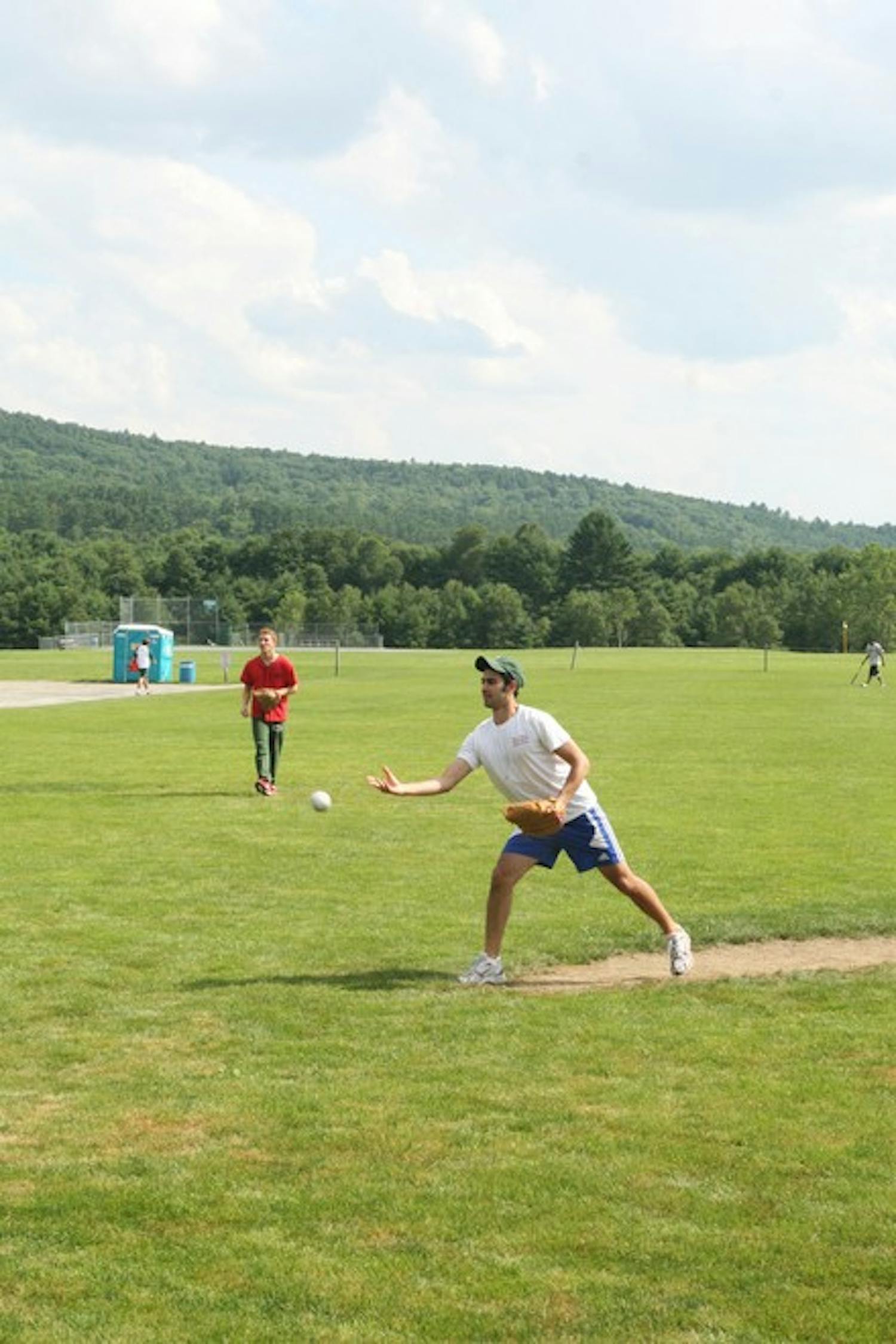 Bret Tenenhaus '09, Captain of the Sig Ep softball team, serves up a pitch to his teammates. Sig Ep (5-0) earned the first seed in next week's playoffs.