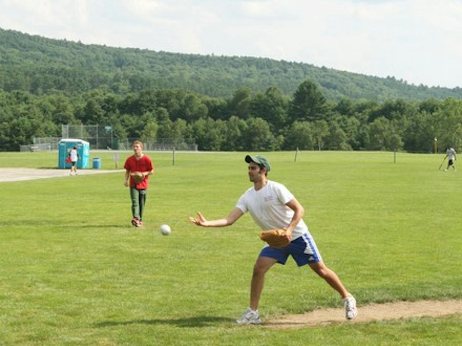 Bret Tenenhaus '09, Captain of the Sig Ep softball team, serves up a pitch to his teammates. Sig Ep (5-0) earned the first seed in next week's playoffs.
