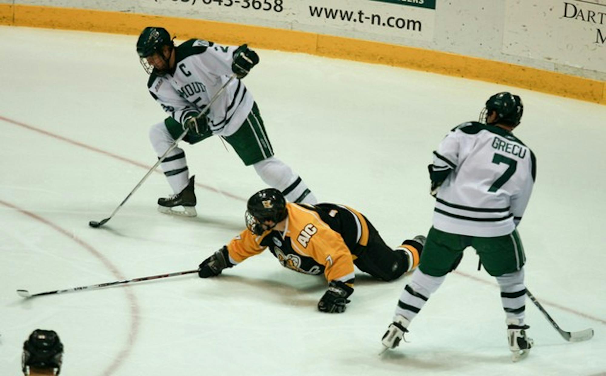 Jon Grecu '08 scored his second goal of Sunday night's game off of a pass from co-captain Nick Johnson '08.