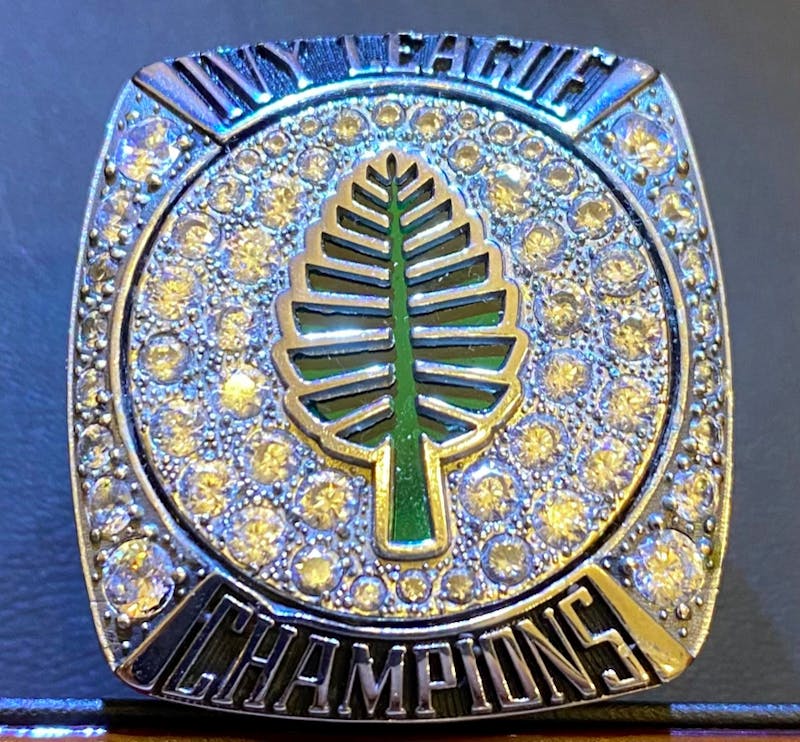 The 2021 Dartmouth Football Ivy League Championship ring, courtesy of Josh Greene.