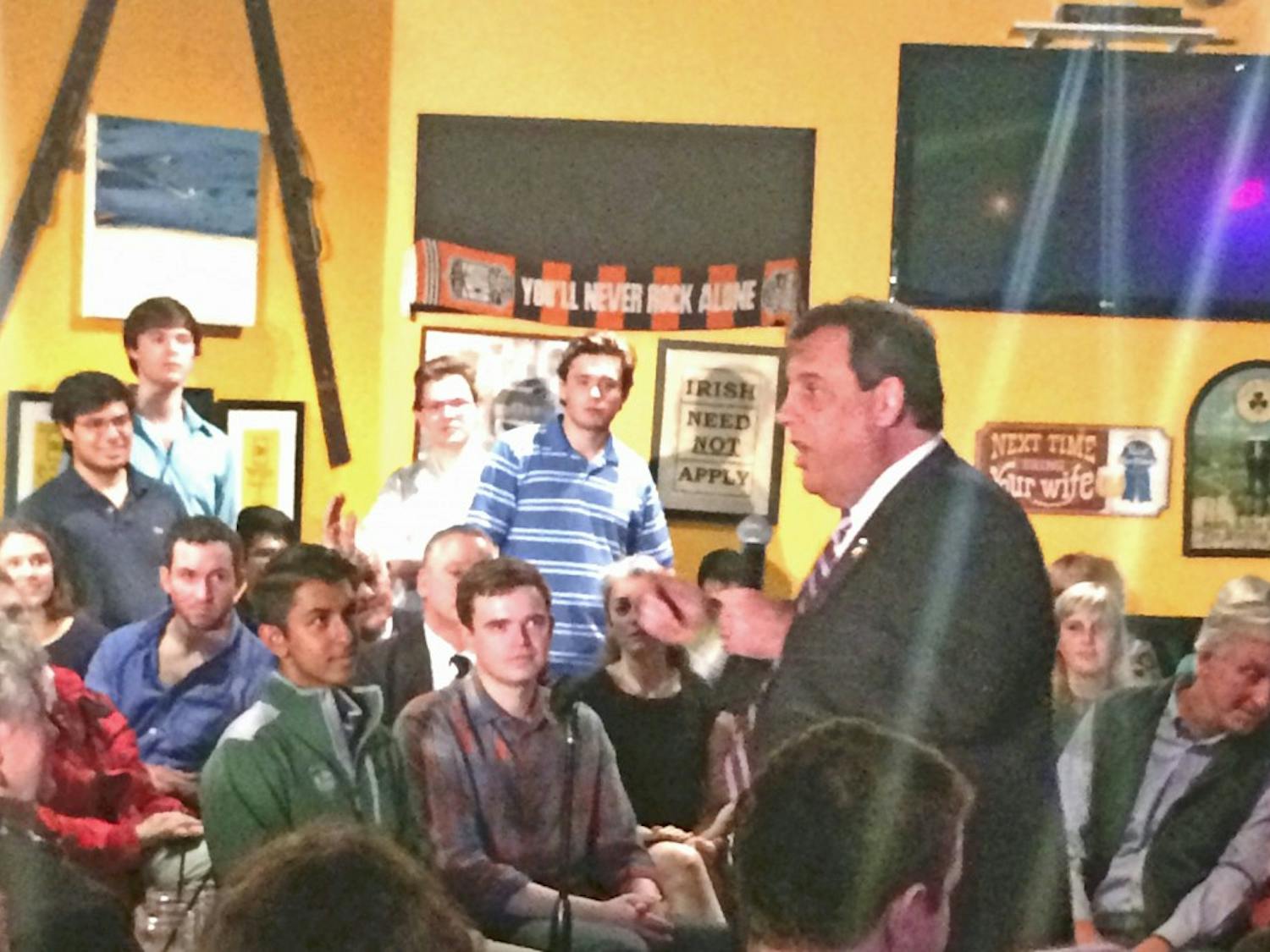 Republican presidential candidate Gov. Chris Christie (R-N.J.) spoke to a crowd on Friday.