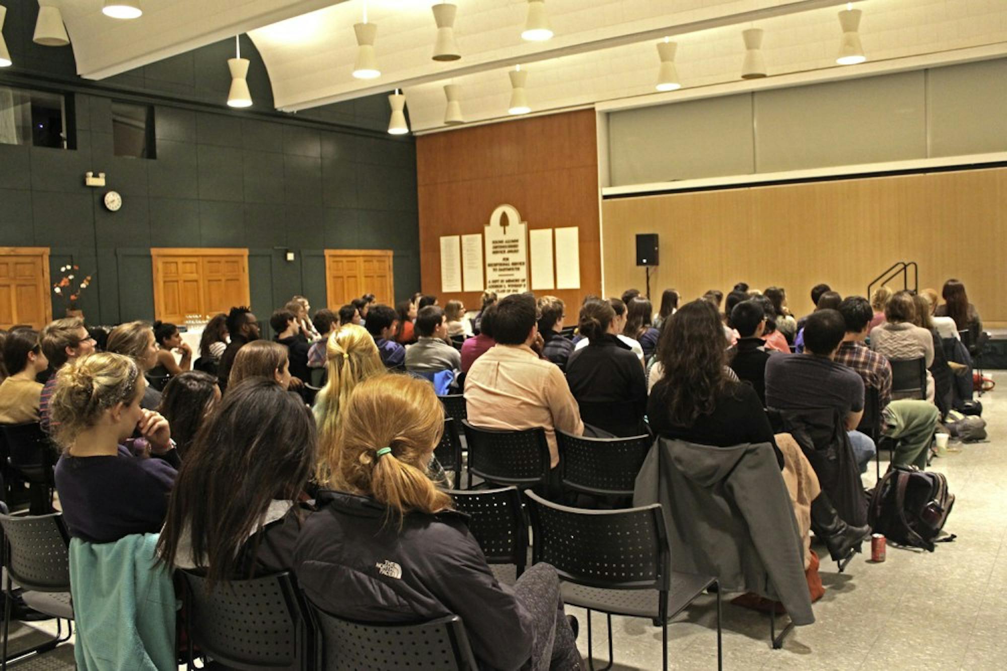 Over 70 people attended the Men of Dartmouth panel Tuesday evening.