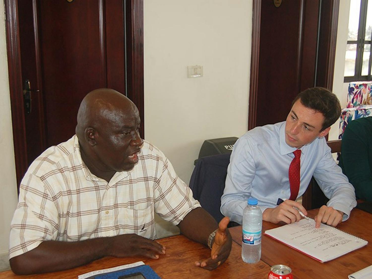 Peter Wilson, the Country Program Coordinator for the US African Development Foundation, met with students on the trip. 