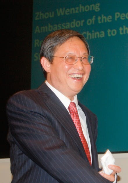 Chinese ambassador to the United States Zhou Wenzhong spoke at the Tuck School of Business Wednesday.