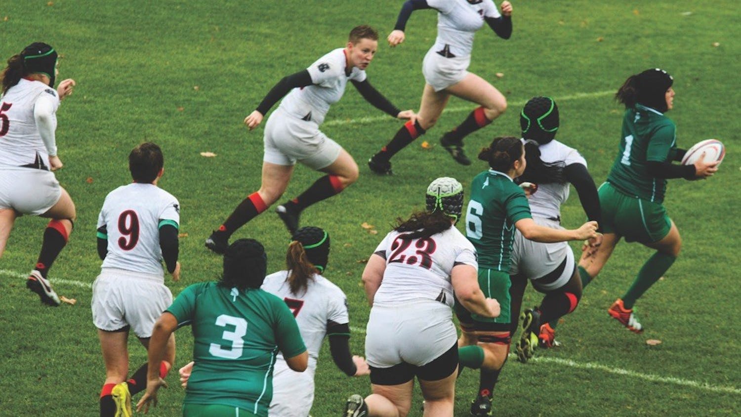The women’s rugby team bests American International College 53-17 to go 5-0 on the season.