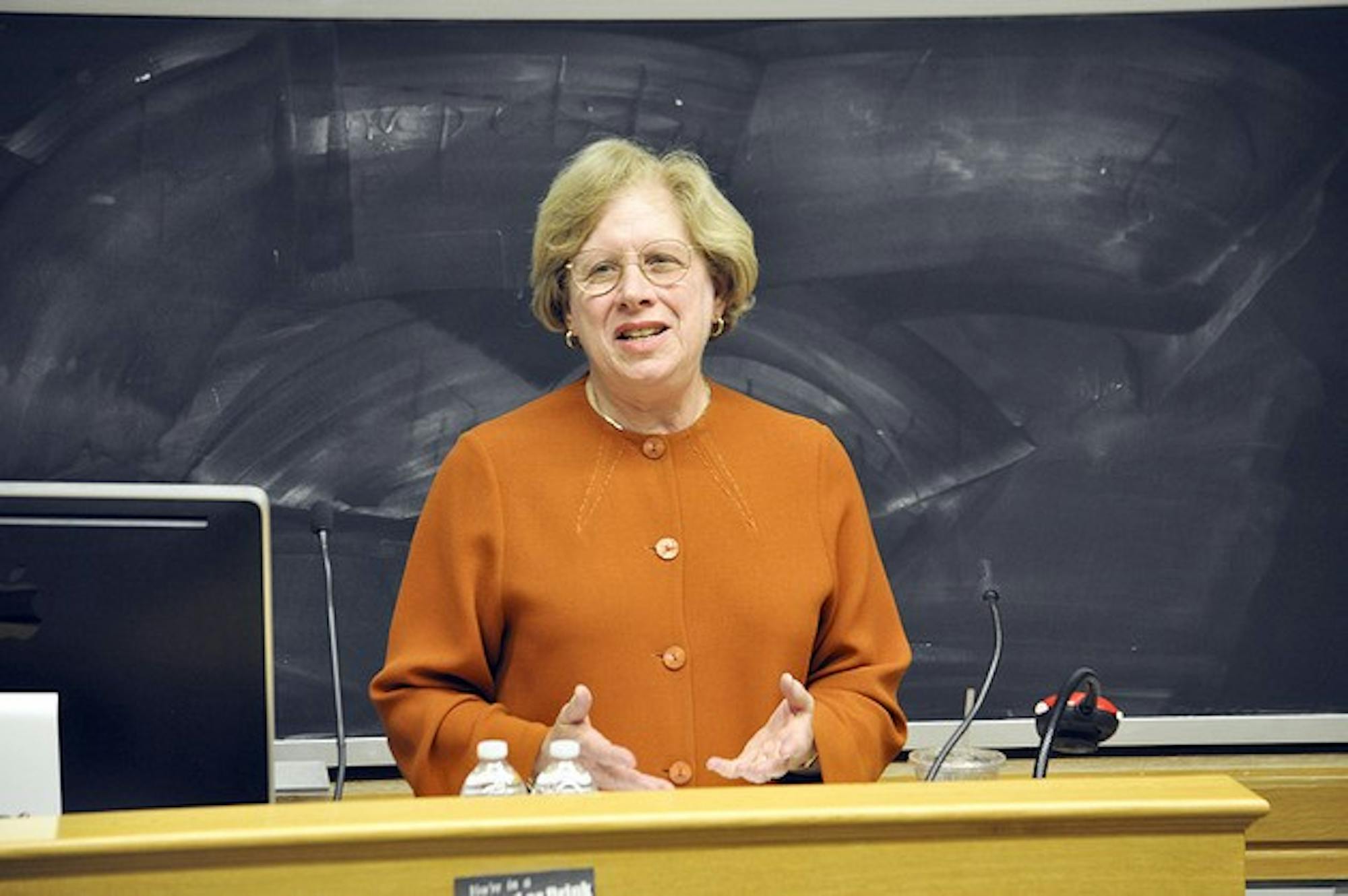 Nancy Malkiel, who served as the dean of the college at Princeton University for 24 years, related her accomplishments in undergraduate education on Tuesday.