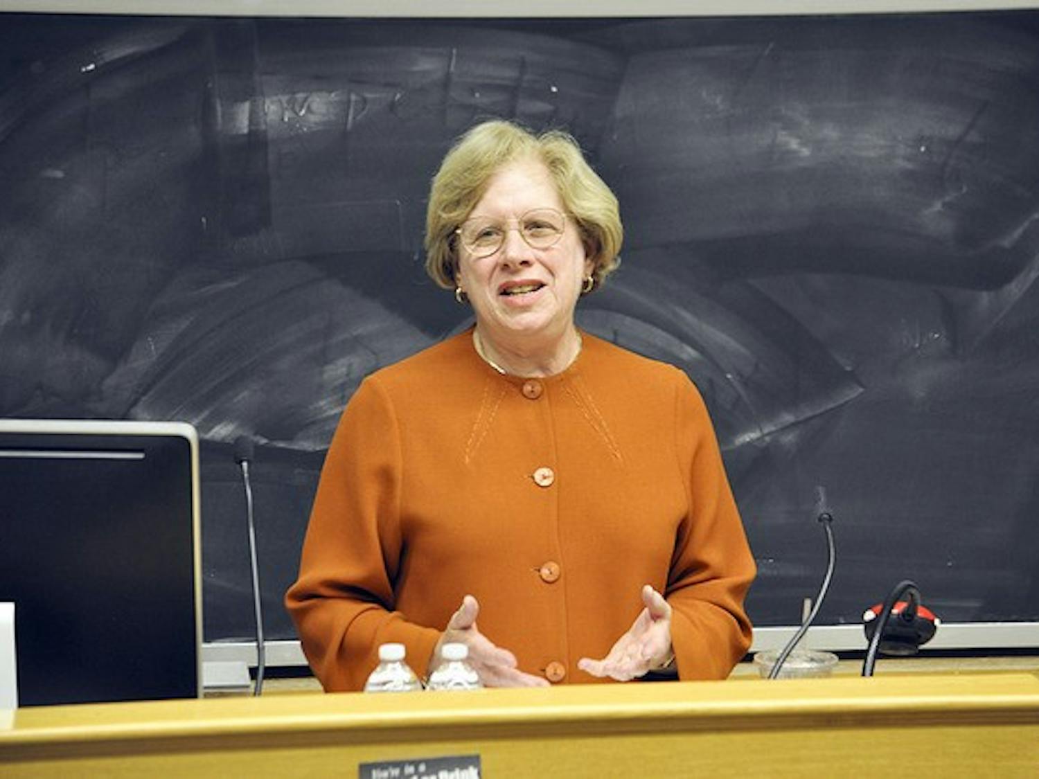 Nancy Malkiel, who served as the dean of the college at Princeton University for 24 years, related her accomplishments in undergraduate education on Tuesday.