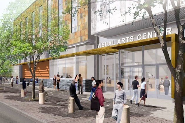 The Visual Arts Center design sparked debate at Tuesday's meeting, as residents expressed concerns about the building's size.