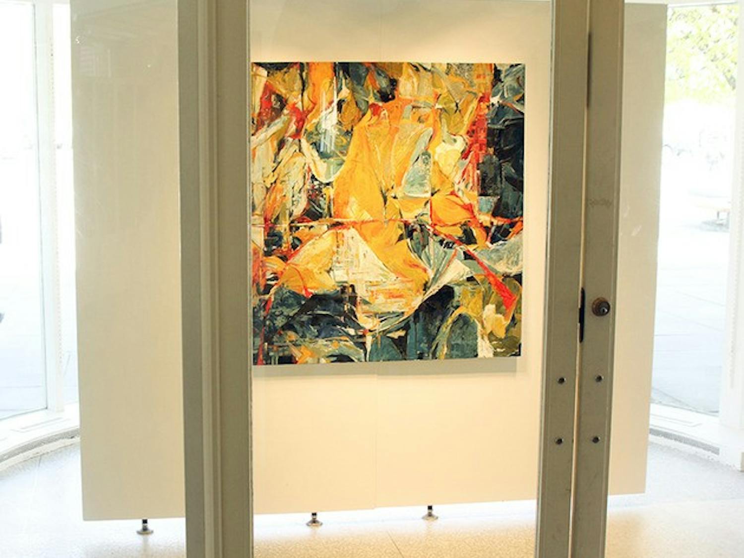 The abstract expressionist artwork of Natalia Wrobel '11 will be on display in the Barrows Rotunda until May 20. 