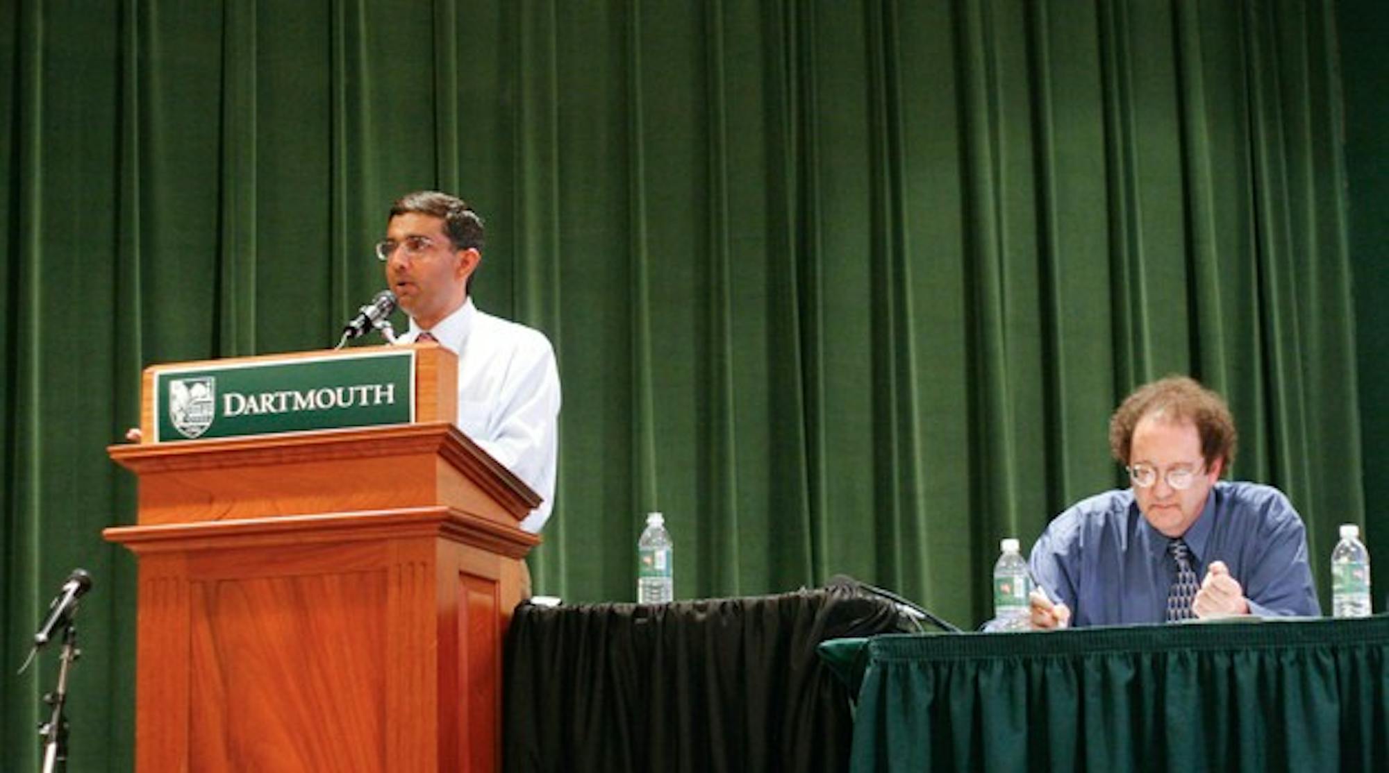Dinesh D'Souza '83 and philosophy professor Walter Sinnott-Armstrong debate the morality of atheism on Monday.