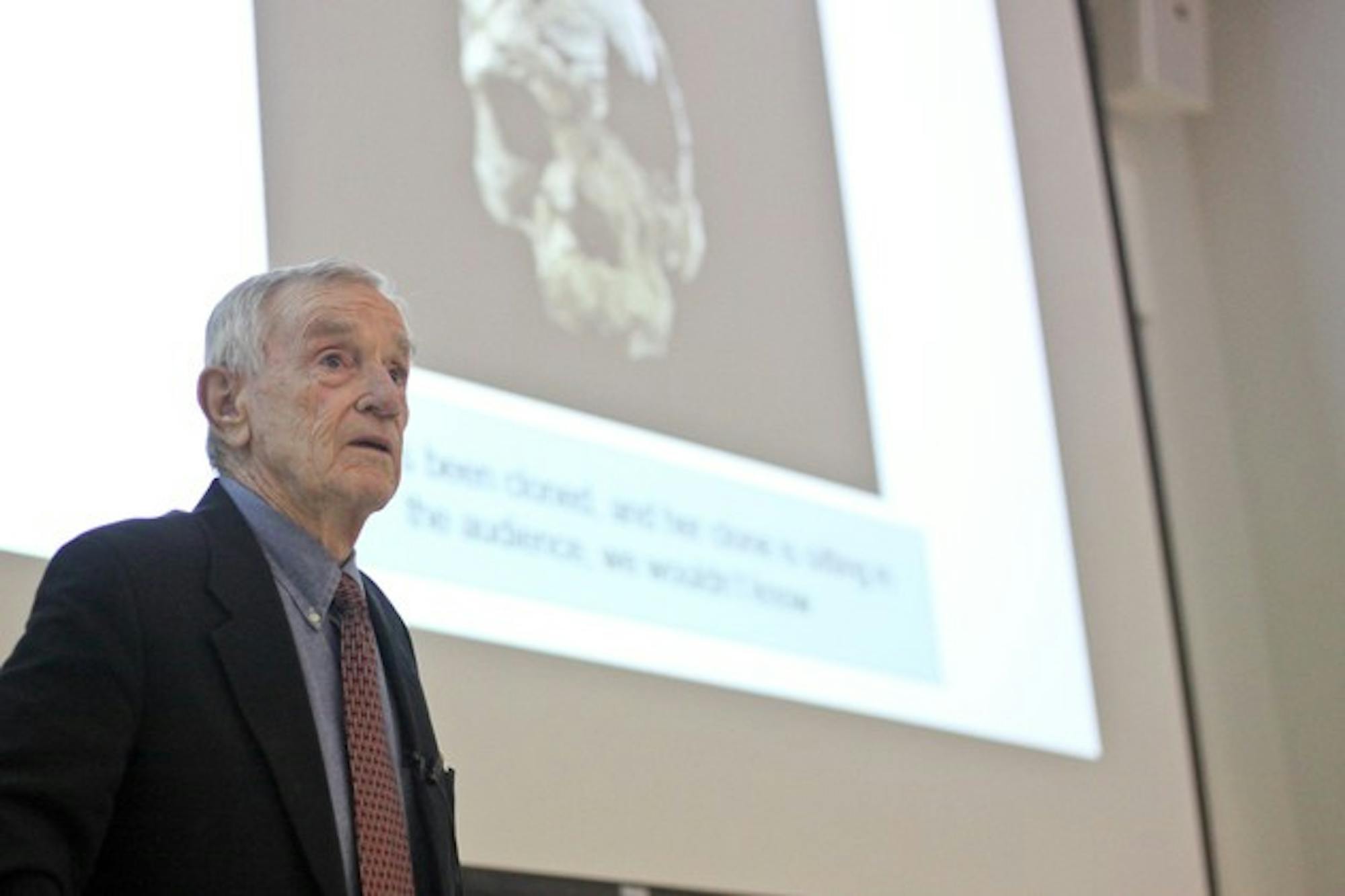 Robert Park, a physics professor at the University of Maryland, discussed the Malthusian theory of population growth during his Thursday lecture.