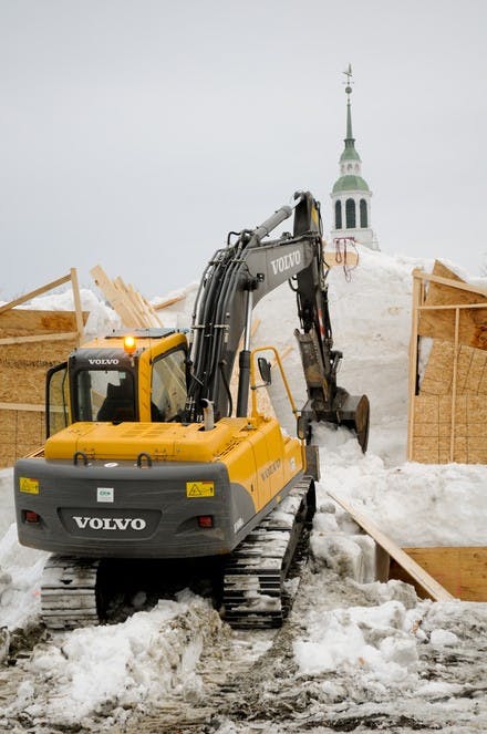 The snow sculpture was destroyed after the south wall collapsed, which made the structure a safety hazard, according to College officials.