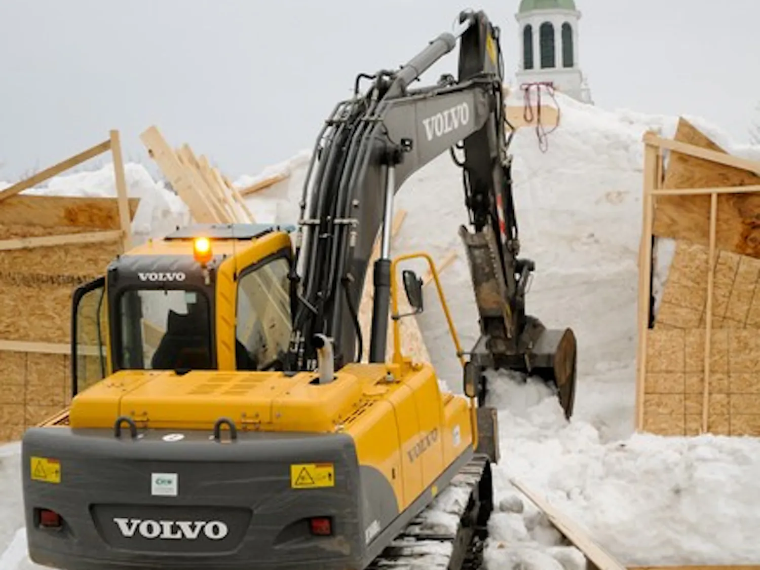 The snow sculpture was destroyed after the south wall collapsed, which made the structure a safety hazard, according to College officials.