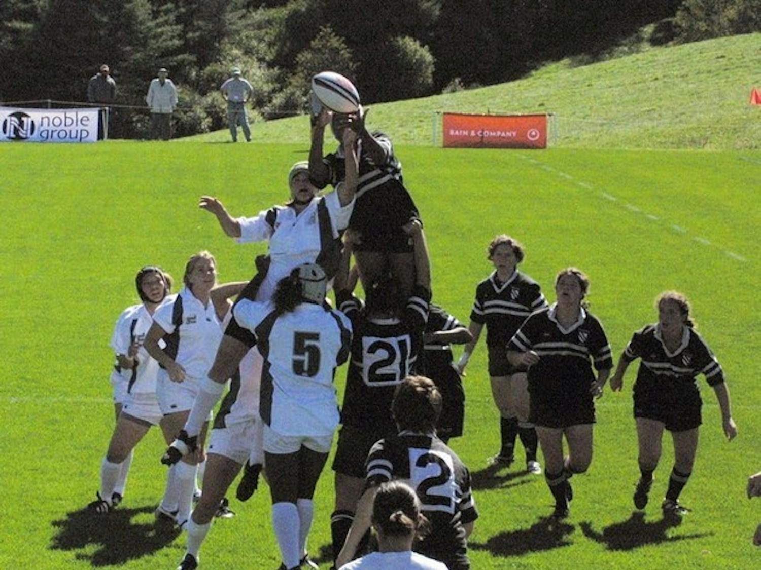 The women's rugby team edged out Northeastern 12-10 Saturday.
