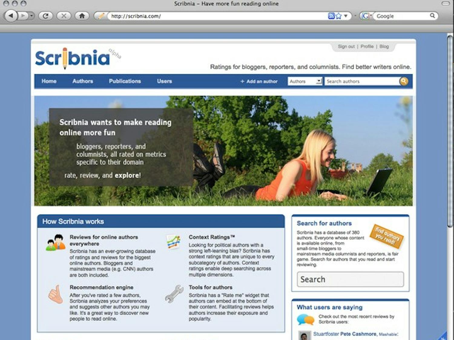 Scribnia, which was founded by two Dartmouth alumni, will help users find and review journalists, columnists and bloggers.