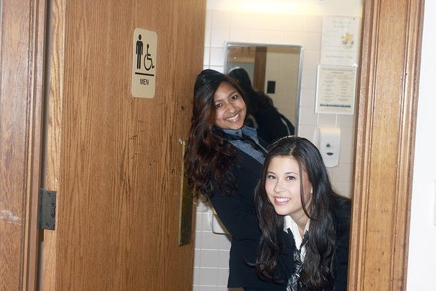 Casually trolling the Robo basement men's bathroom ... in menswear.