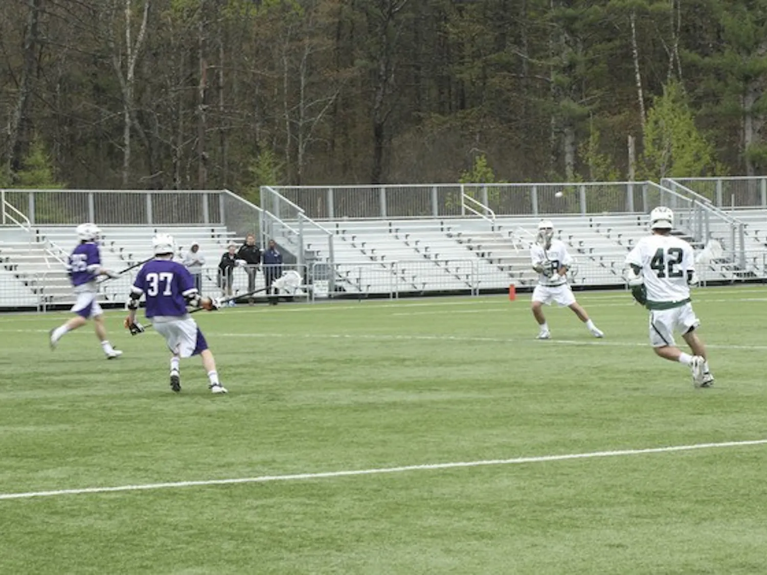 The men's lacrosse team played its best game of the season in a 12-6 win over Holy Cross on Tuesday at Scully-Fahey Field.