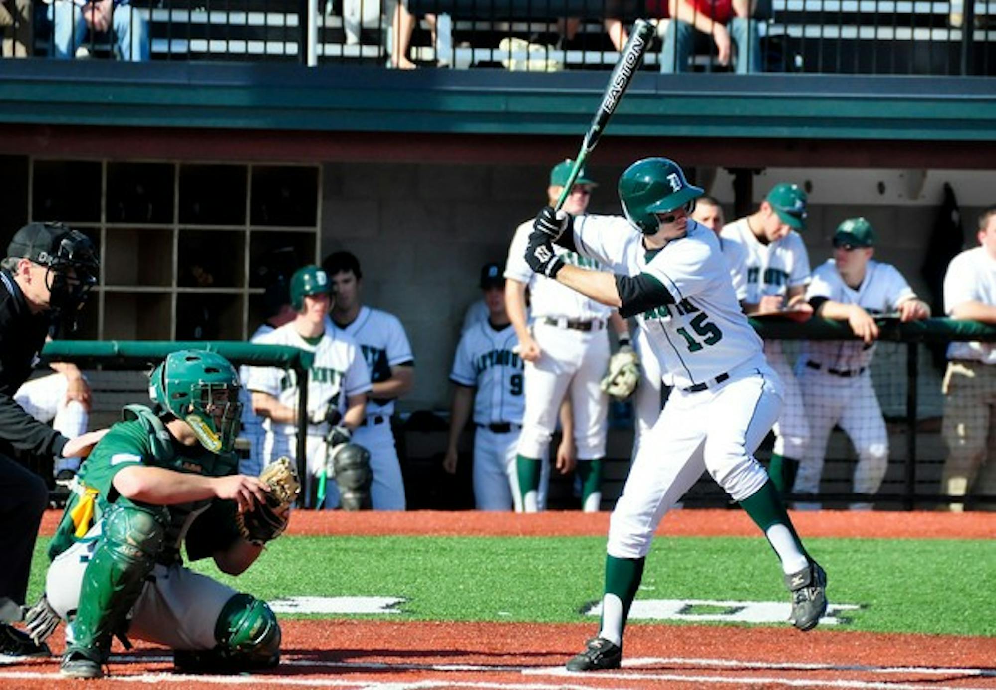 Jim Wren '10 hit a three-run home run in Dartmouth's first game of its doubleheader against Yale on Sunday.
