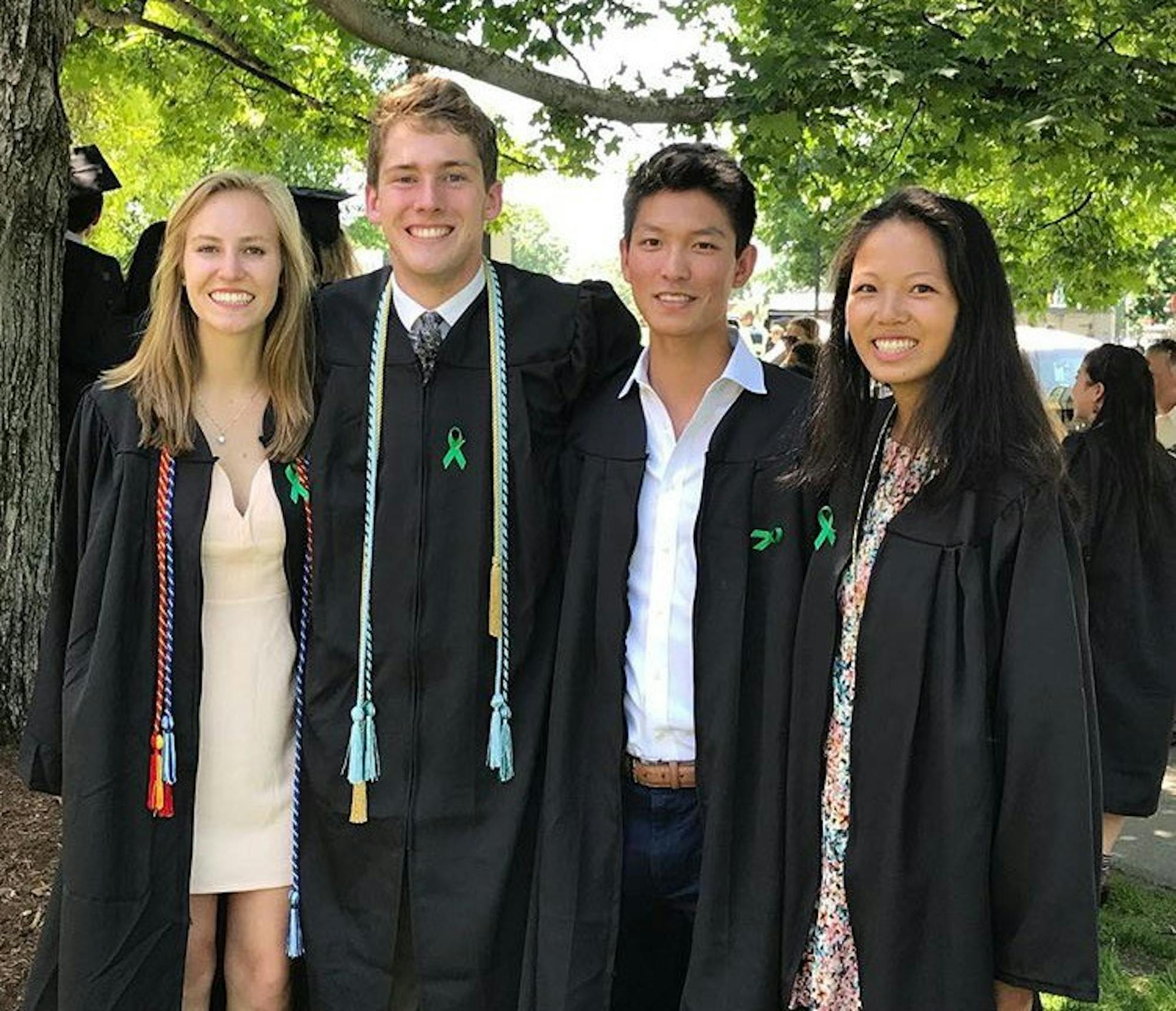 Terence Hughes&nbsp;'17 (second from left) graduated from Dartmouth this June and is currently working in Boston.