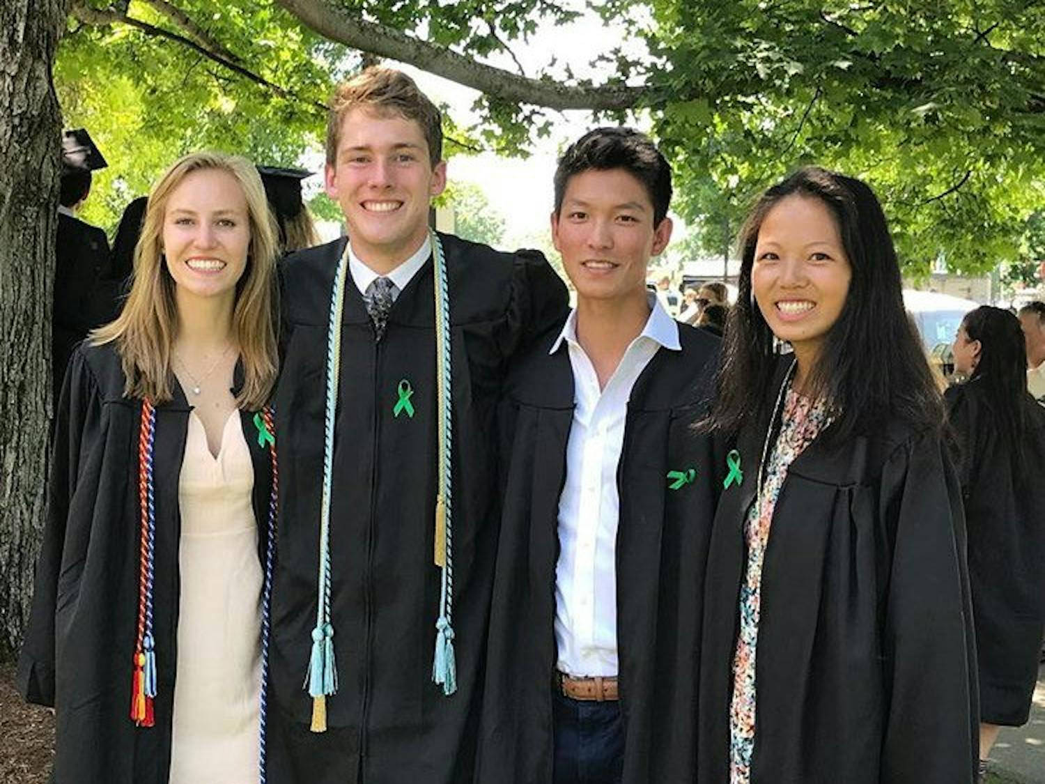 Terence Hughes&nbsp;'17 (second from left) graduated from Dartmouth this June and is currently working in Boston.