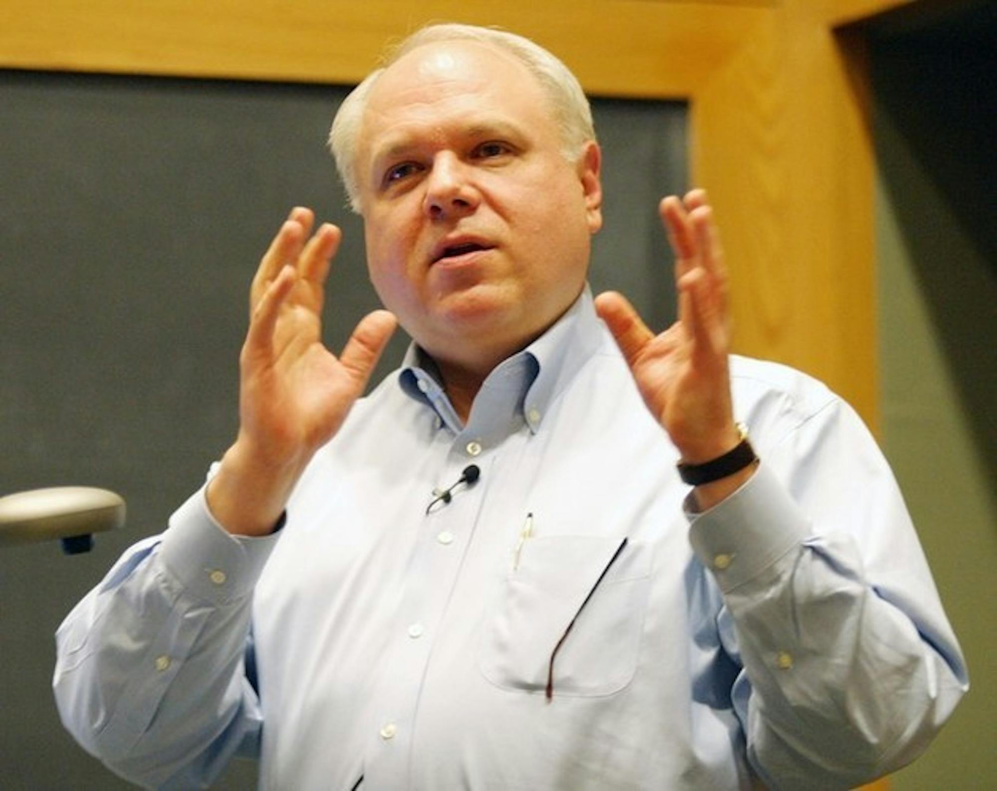 Columnist Bruce Bartlett delivers a lecture Tuesday at the Rockefeller Center.