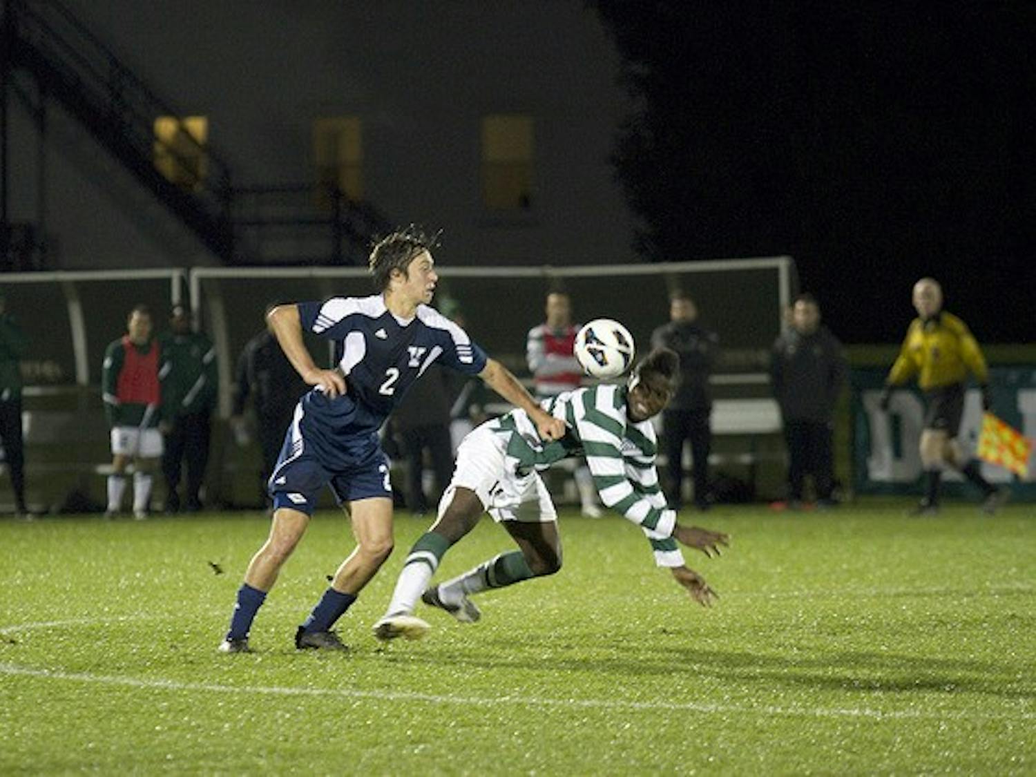 Although leading scorer Alex Adelabu '15 was held scoreless, the men's soccer team still managed to defeat Yale, 1-0.