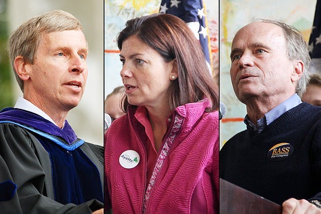 Democratic Gov. John Lynch, Senator-elect Kelly Ayotte and Congressman-elect Charlie Bass '74.