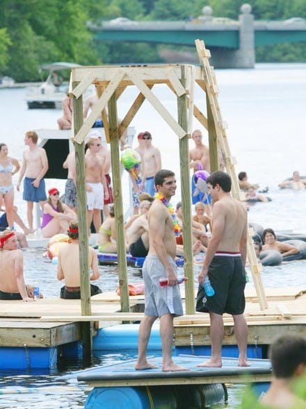 Members of the Class of 2006 enjoy a day of revelry on the Connecticut river during Tubestock, a holiday during sophomore summer. The future of this tradition is being threatened by concerned citizens of Hanover.