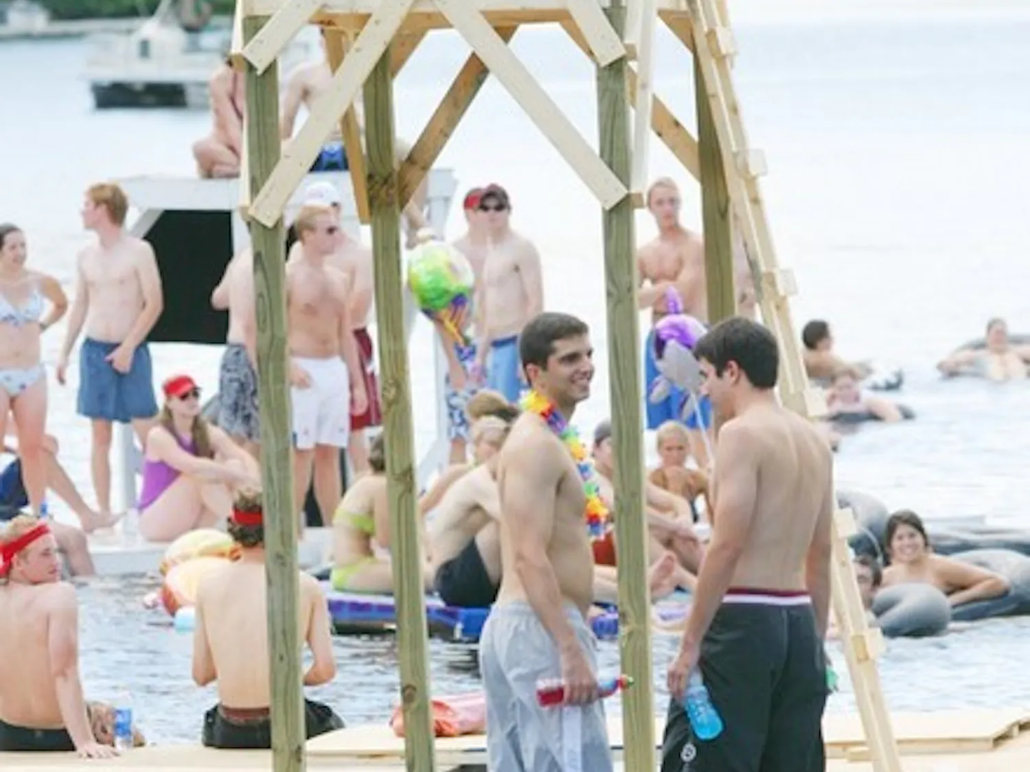 Members of the Class of 2006 enjoy a day of revelry on the Connecticut river during Tubestock, a holiday during sophomore summer. The future of this tradition is being threatened by concerned citizens of Hanover.