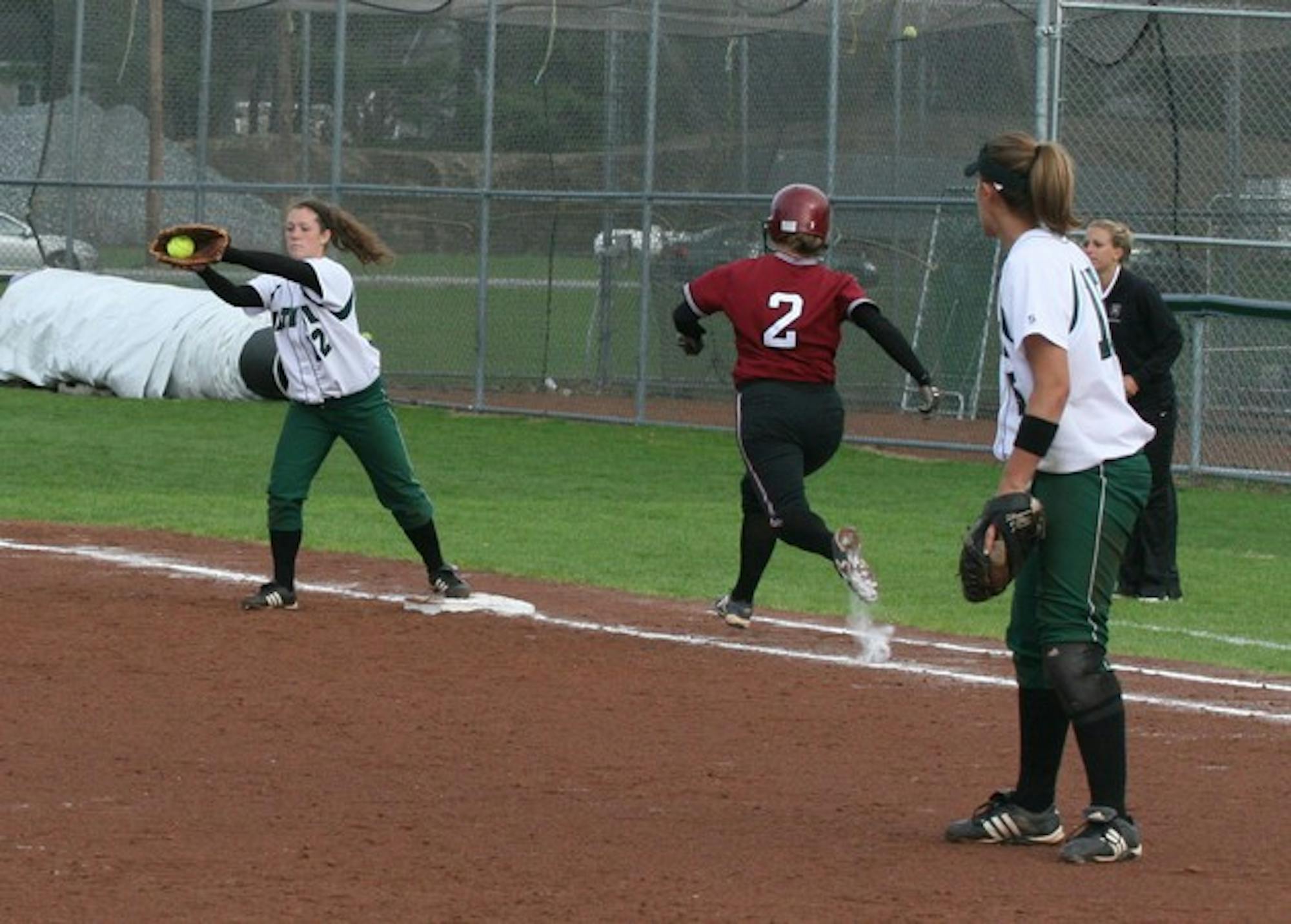 Softball split a doubleheader with Harvard on Tuesday, falling out of contention for the Ivy League Championship game to be played this weekend.