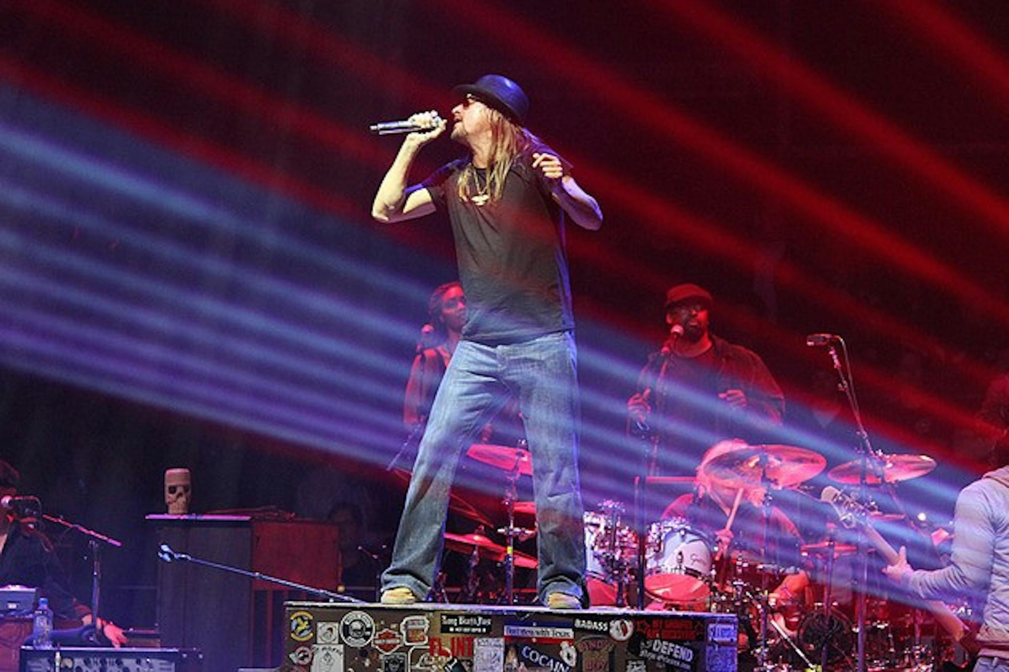 Kid Rock performed several songs at the event before former Gov. Mitt Romney took the stage to address the crowd of over 12,000.